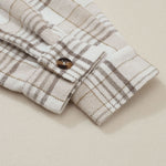 Khaki Plaid Removable Hood Buttoned Shacket